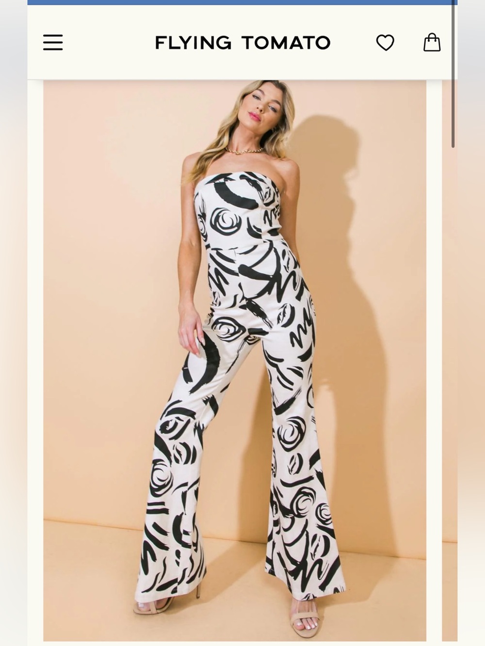 Flying Tomato White & Black Printed Twill Jumpsuit